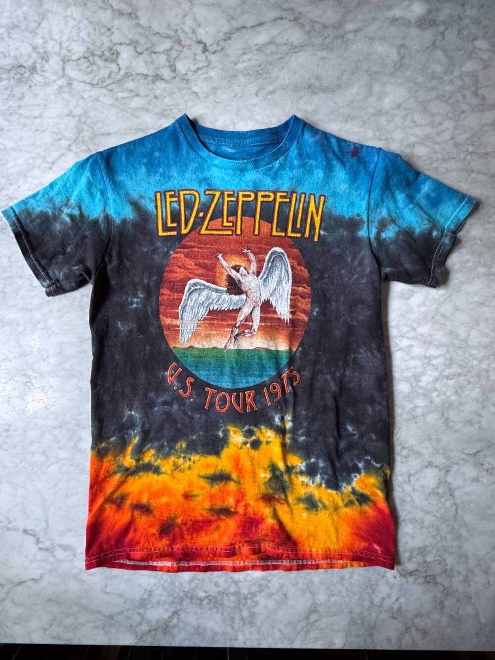 Led Zeppelin T-shirt Men's Small S Tie Dye Icarus US Tour 1975 Graphic Print